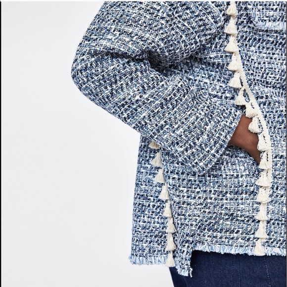 Zara tweed jacket with tassels sz M - Picture 7 of 15